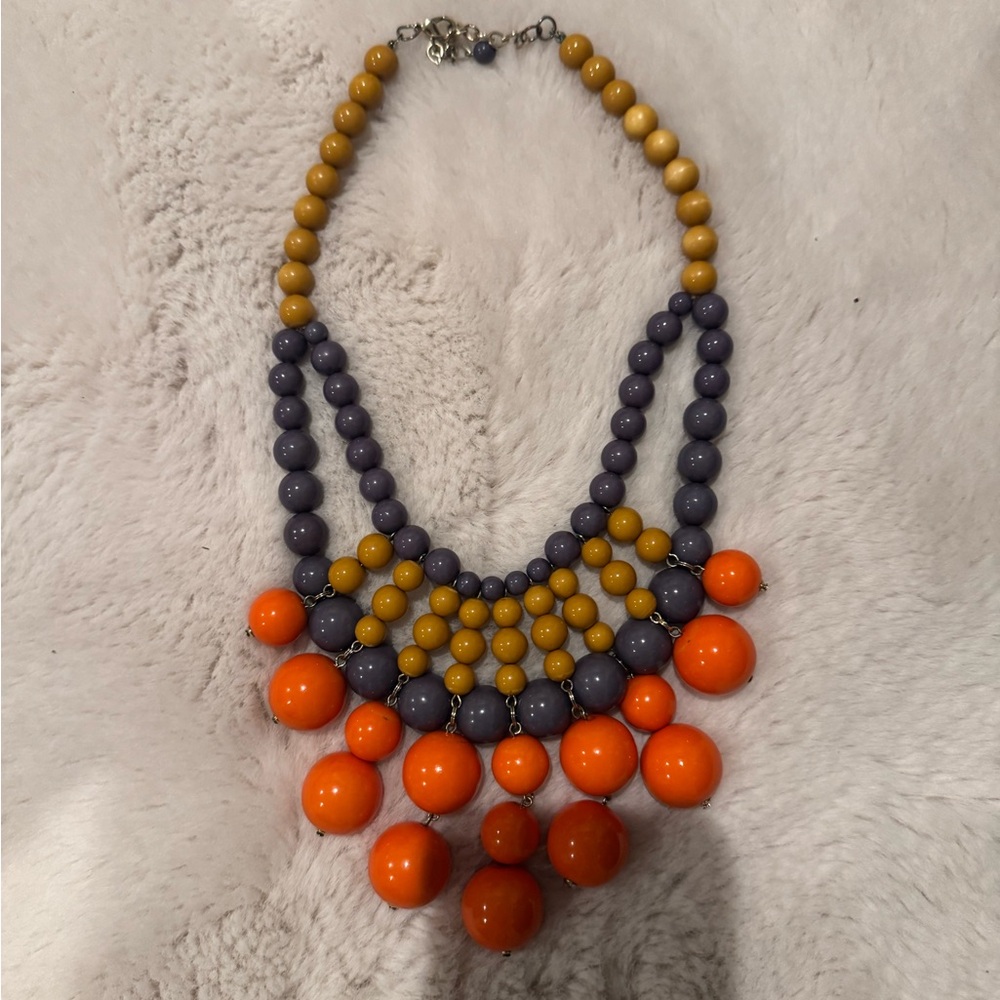 Nordstrom Mustard, Lavender & Orange Beaded Bib Necklace
